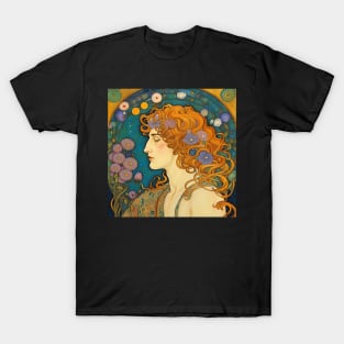 Handsome Man With Long Hair And Flowers T-Shirt